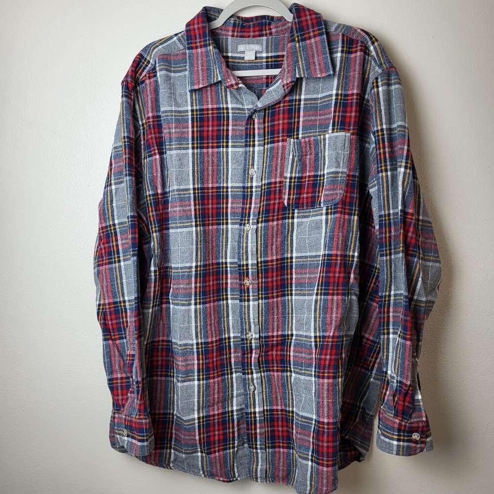 Falls Creek Flannel Plaid Button Down Long Sleeve Shirt 100% Cotton Size XXL